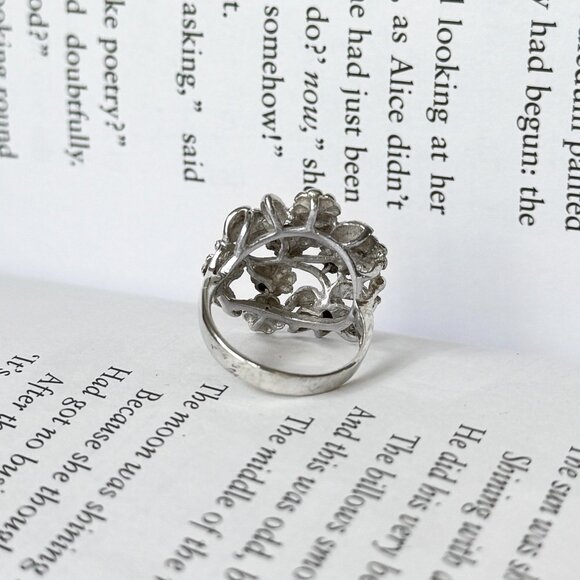 Vintage Sterling Silver Floral Bouquet Ring Size 6 - Picture 4 of 5